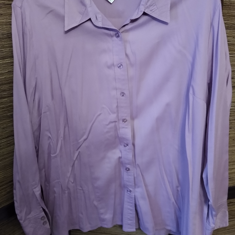 CJ Banks 2X Lilac Long Sleeve Blouse
